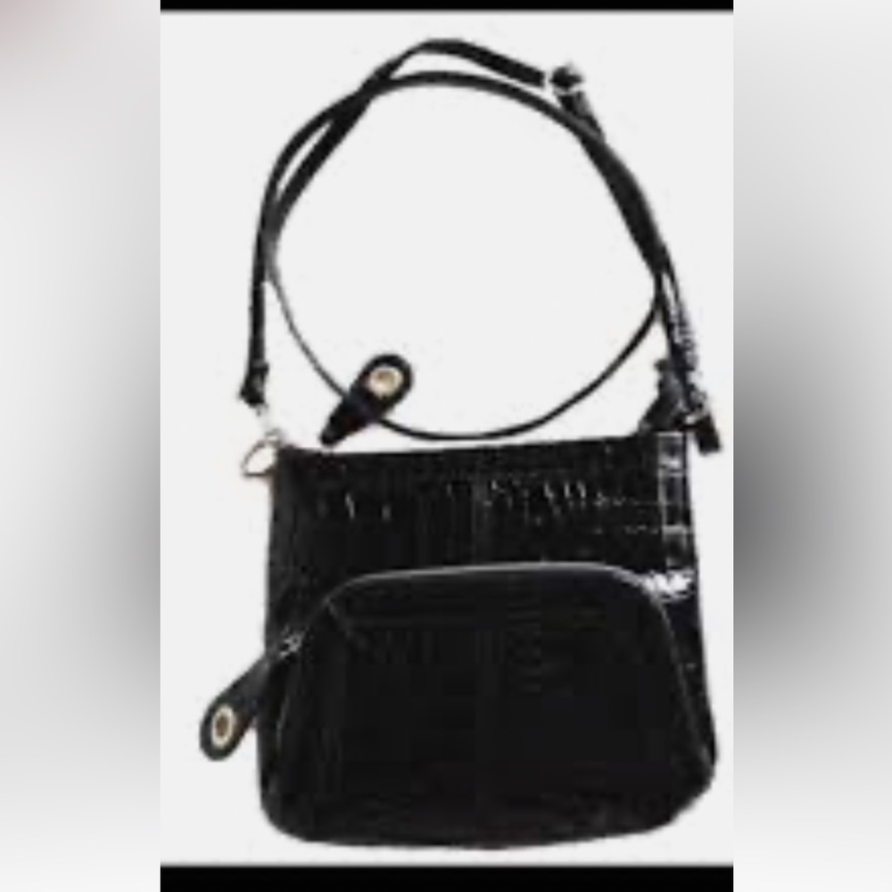Target Bags | Black Patent Leather Faux Croc Crossbody